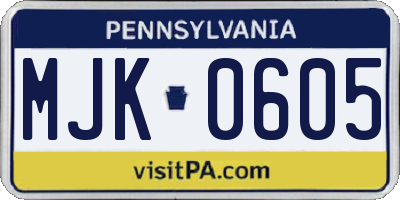 PA license plate MJK0605