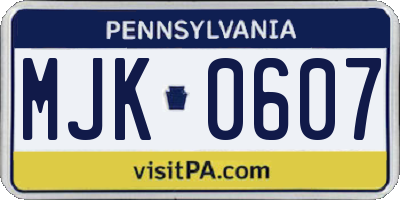 PA license plate MJK0607