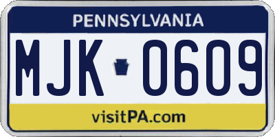 PA license plate MJK0609