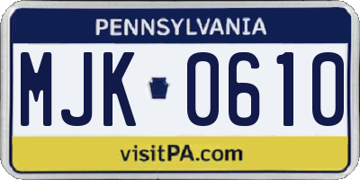 PA license plate MJK0610