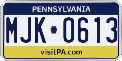 PA license plate MJK0613