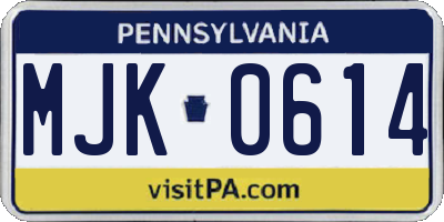 PA license plate MJK0614