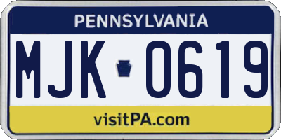 PA license plate MJK0619