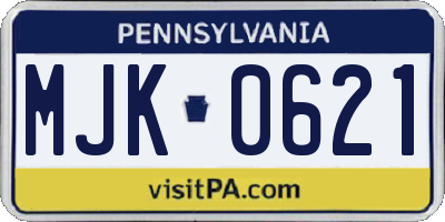 PA license plate MJK0621
