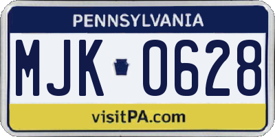 PA license plate MJK0628