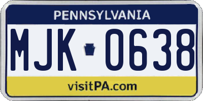 PA license plate MJK0638