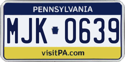 PA license plate MJK0639