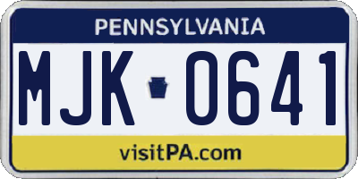 PA license plate MJK0641