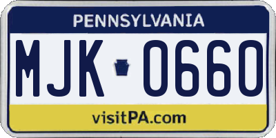 PA license plate MJK0660