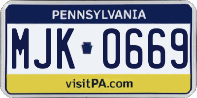 PA license plate MJK0669