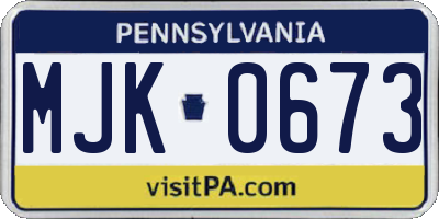 PA license plate MJK0673