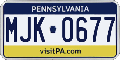 PA license plate MJK0677