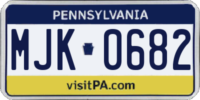 PA license plate MJK0682