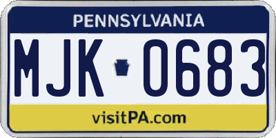 PA license plate MJK0683