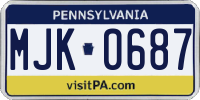 PA license plate MJK0687