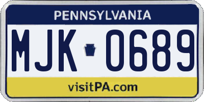 PA license plate MJK0689