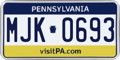 PA license plate MJK0693