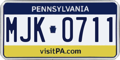 PA license plate MJK0711