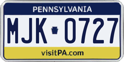PA license plate MJK0727