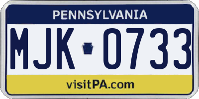 PA license plate MJK0733