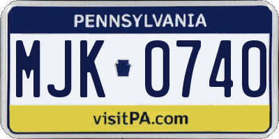 PA license plate MJK0740