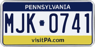 PA license plate MJK0741