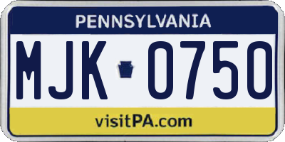 PA license plate MJK0750