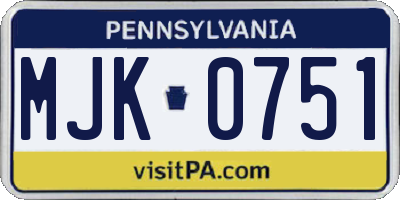 PA license plate MJK0751