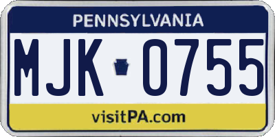 PA license plate MJK0755