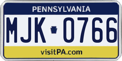 PA license plate MJK0766