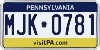 PA license plate MJK0781