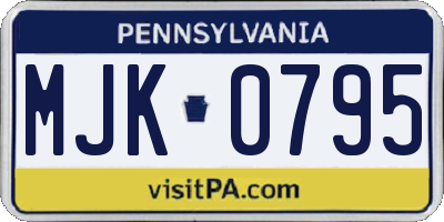 PA license plate MJK0795