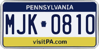 PA license plate MJK0810