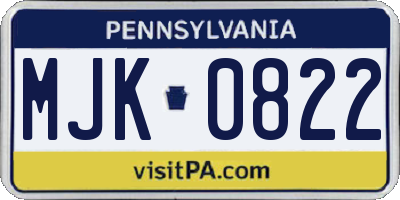 PA license plate MJK0822