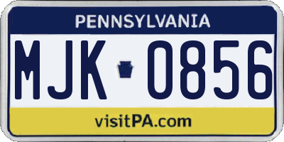PA license plate MJK0856