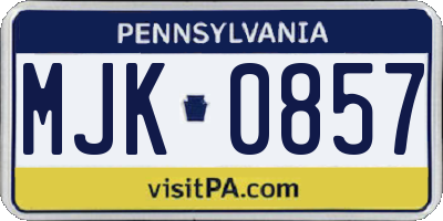 PA license plate MJK0857