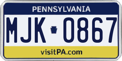 PA license plate MJK0867