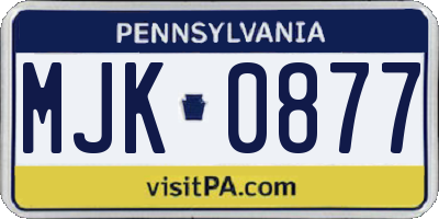 PA license plate MJK0877