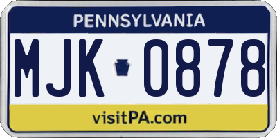 PA license plate MJK0878