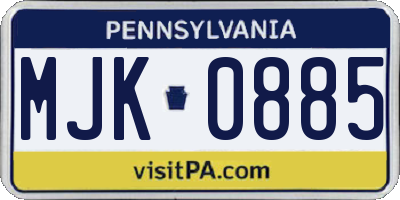 PA license plate MJK0885