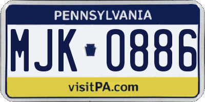 PA license plate MJK0886