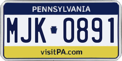 PA license plate MJK0891