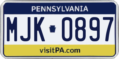 PA license plate MJK0897