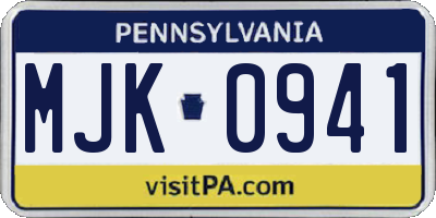 PA license plate MJK0941