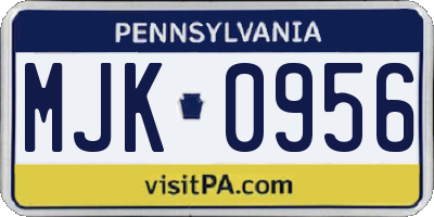 PA license plate MJK0956