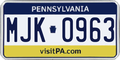 PA license plate MJK0963