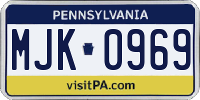 PA license plate MJK0969