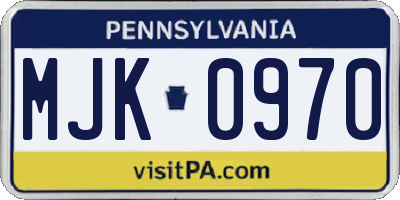 PA license plate MJK0970