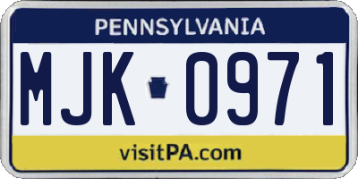 PA license plate MJK0971