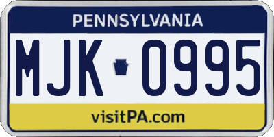 PA license plate MJK0995